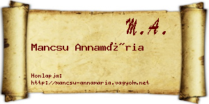 Mancsu Annamária névjegykártya